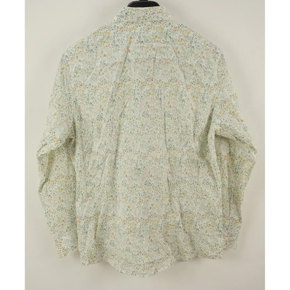New Bar III Performance‎ Slim Stretch White Floral Button Up Shirt Men's Large